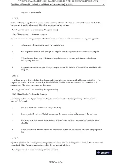 Test Bank for Physical Examination and Health Assessment, 9th Edition (Chapters 1-15) - Page 26 preview image
