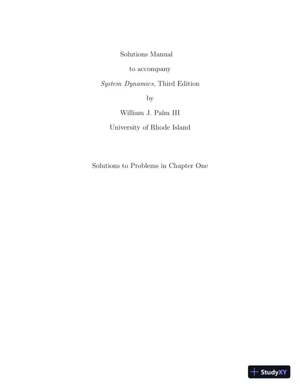 Solution Manual For System Dynamics, 3rd Edition - Page 1 preview image