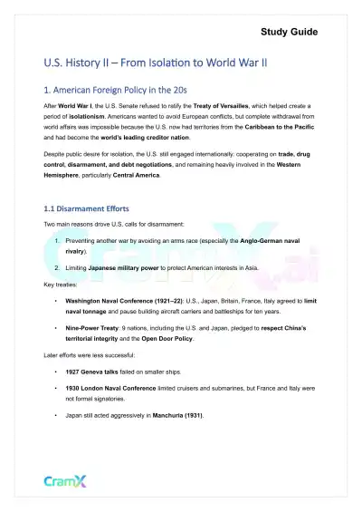 U.S. History II - From Isolation to World War II - Page 1 preview image