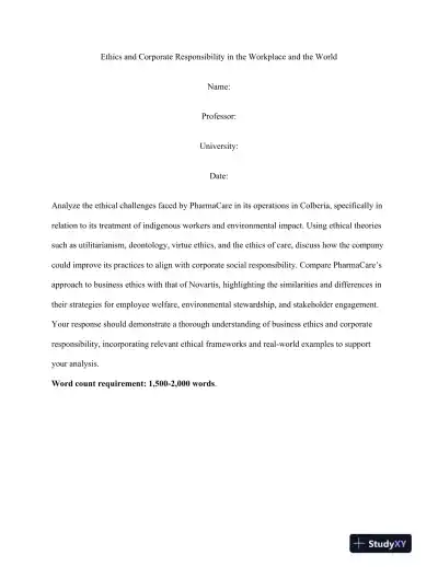 Ethics and Corporate Responsibility in the Workplace and the World - Page 1 preview image