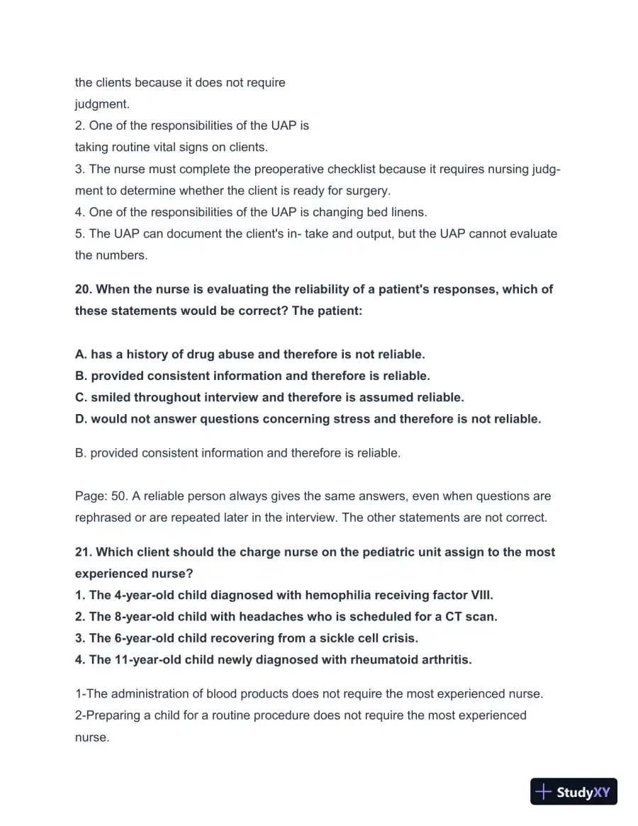 2024-2025 HESI A2 Critical Thinking with Answers (124 Solved Questions), page 21