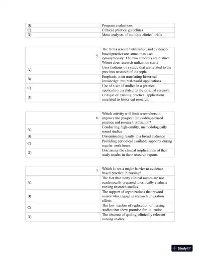 Test Bank for Polit & Beck Canadian Essentials of Nursing Research, 4th Edition (Chapters 1-18) - Page 11 preview image
