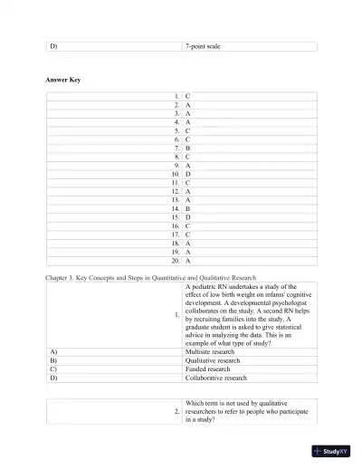 Test Bank for Polit & Beck Canadian Essentials of Nursing Research, 4th Edition (Chapters 1-18) - Page 15 preview image