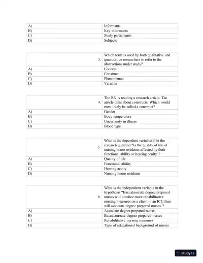 Test Bank for Polit & Beck Canadian Essentials of Nursing Research, 4th Edition (Chapters 1-18) - Page 16 preview image