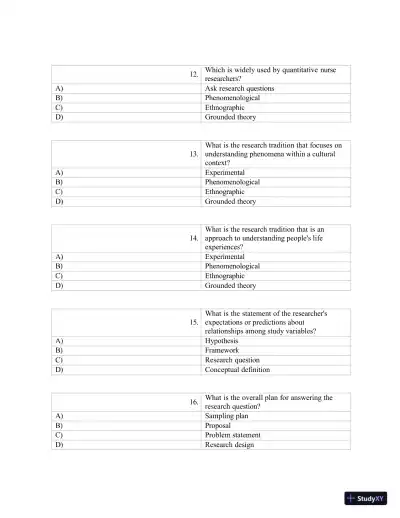 Test Bank for Polit & Beck Canadian Essentials of Nursing Research, 4th Edition (Chapters 1-18) - Page 18 preview image