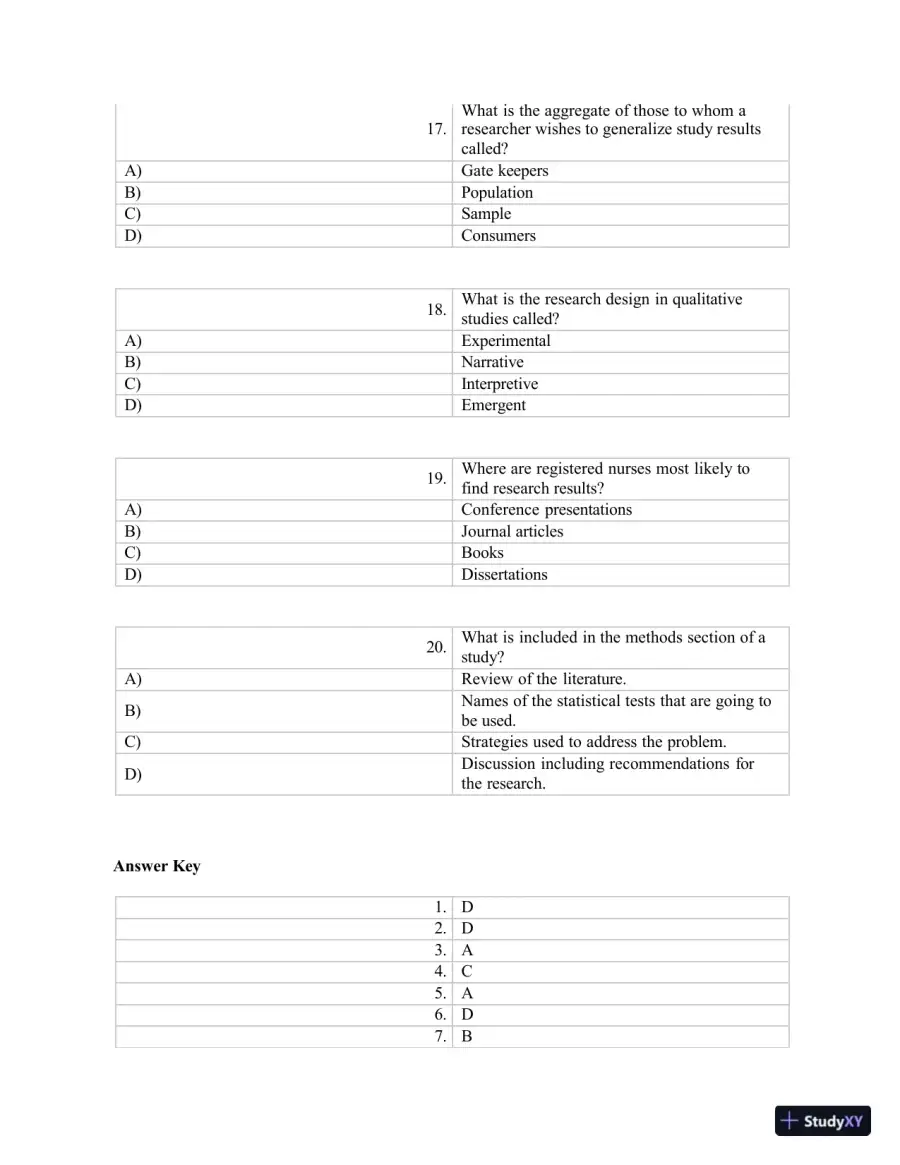 Test Bank for Polit & Beck Canadian Essentials of Nursing Research, 4th Edition (Chapters 1-18), page 19