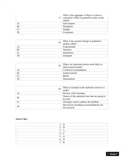 Test Bank for Polit & Beck Canadian Essentials of Nursing Research, 4th Edition (Chapters 1-18) - Page 19 preview image