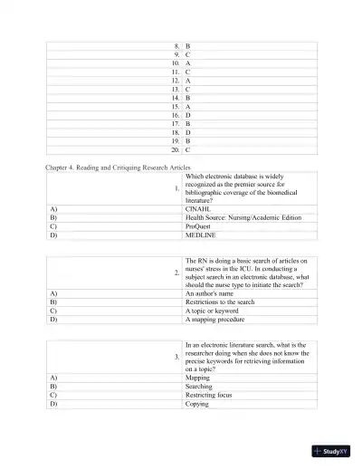 Test Bank for Polit & Beck Canadian Essentials of Nursing Research, 4th Edition (Chapters 1-18) - Page 20 preview image