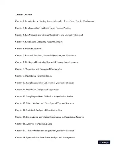 Test Bank for Polit & Beck Canadian Essentials of Nursing Research, 4th Edition (Chapters 1-18) - Page 3 preview image