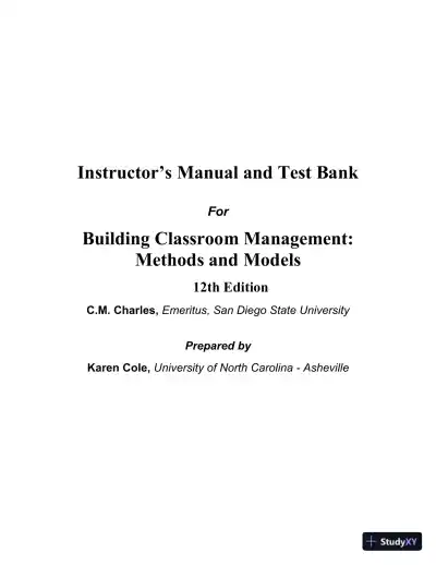 Building Classroom Management: Methods and Models, 12th Edition Test Bank - Page 1 preview image