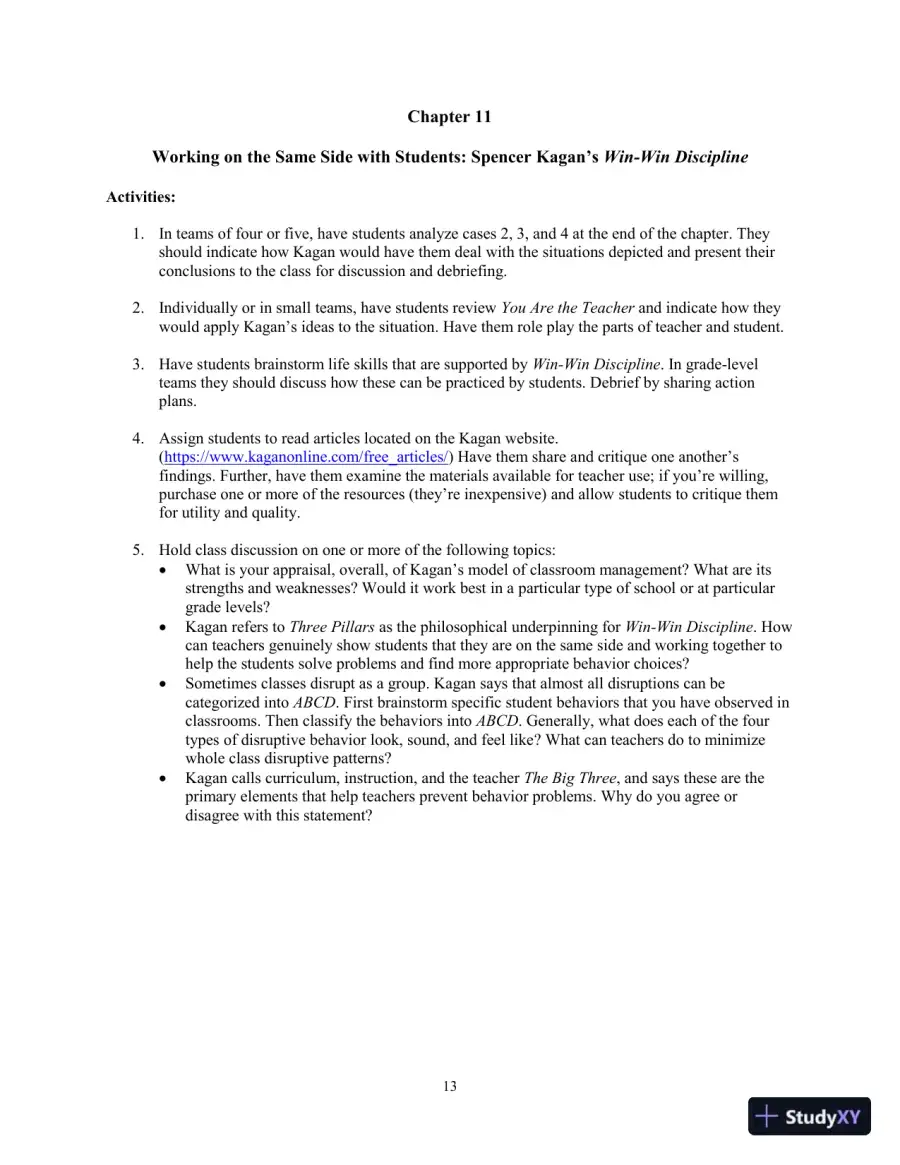 Building Classroom Management: Methods and Models, 12th Edition Test Bank, page 19