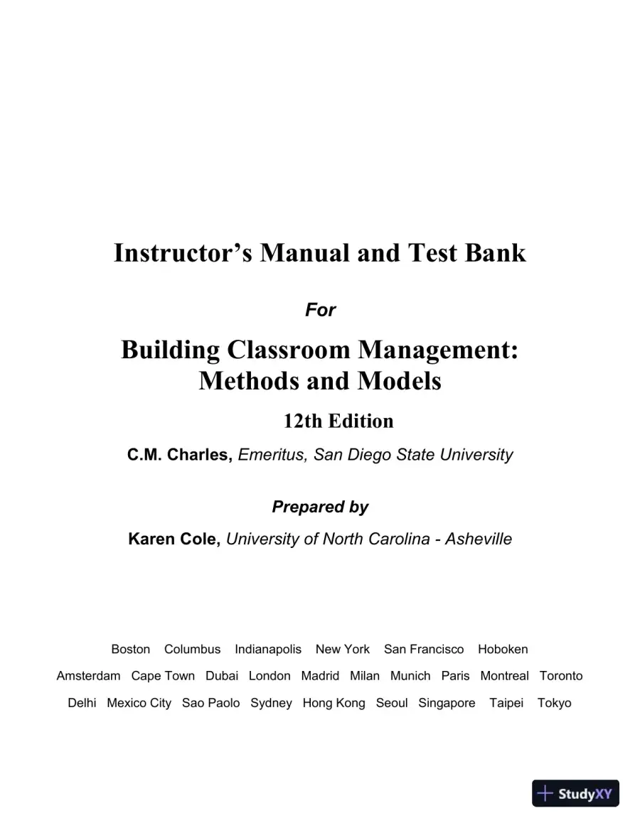 Building Classroom Management: Methods and Models, 12th Edition Test Bank, page 23