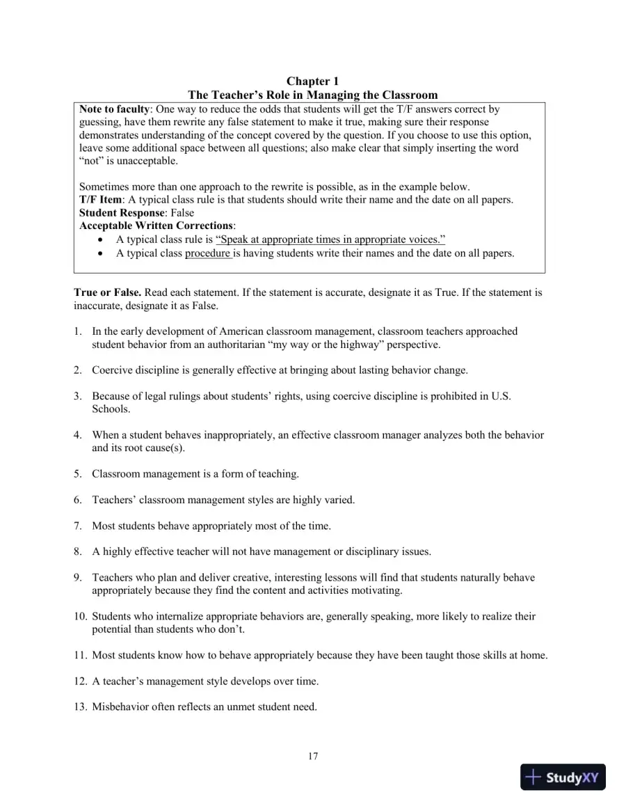 Building Classroom Management: Methods and Models, 12th Edition Test Bank, page 26