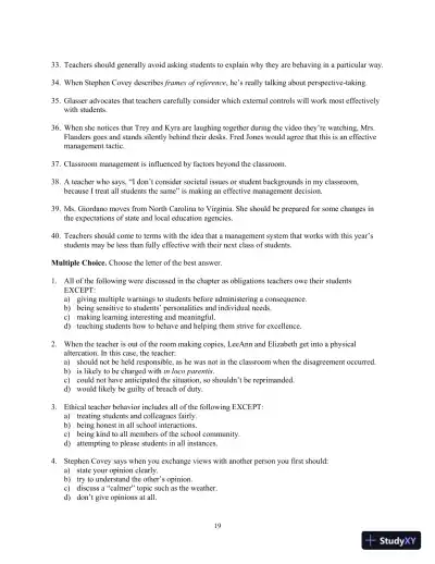 Building Classroom Management: Methods and Models, 12th Edition Test Bank - Page 28 preview image