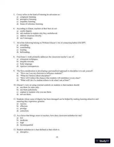 Building Classroom Management: Methods and Models, 12th Edition Test Bank - Page 29 preview image