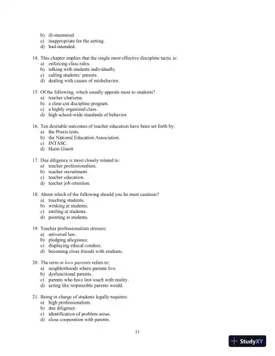 Building Classroom Management: Methods and Models, 12th Edition Test Bank - Page 30 preview image