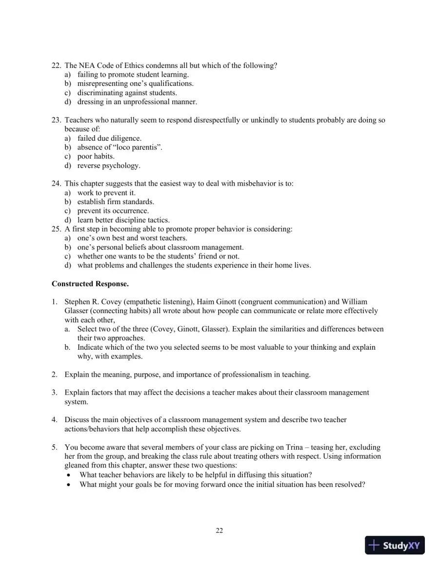 Building Classroom Management: Methods and Models, 12th Edition Test Bank, page 31