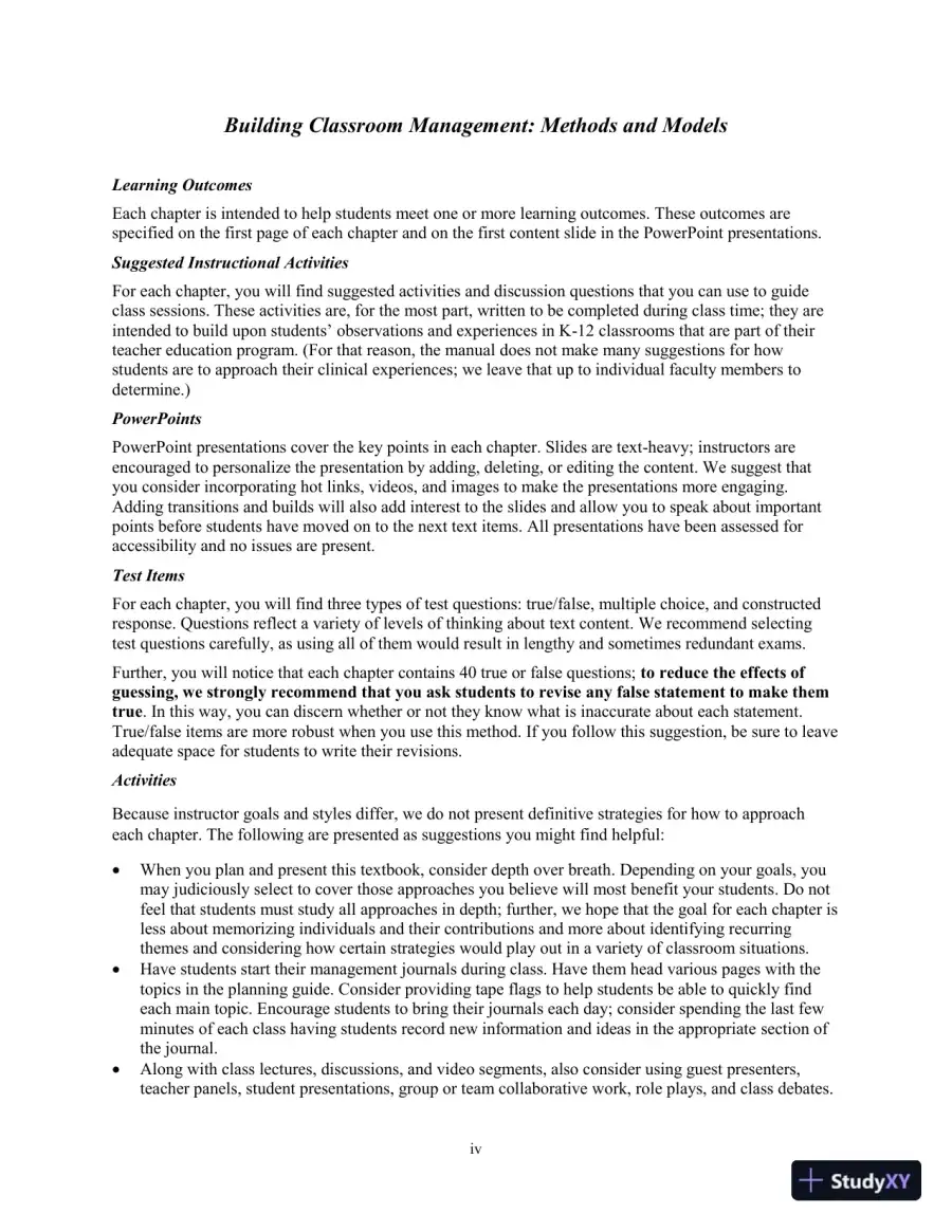 Building Classroom Management: Methods and Models, 12th Edition Test Bank, page 4
