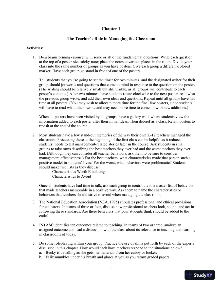 Building Classroom Management: Methods and Models, 12th Edition Test Bank, page 7