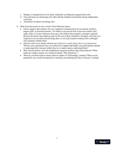 Building Classroom Management: Methods and Models, 12th Edition Test Bank - Page 8 preview image