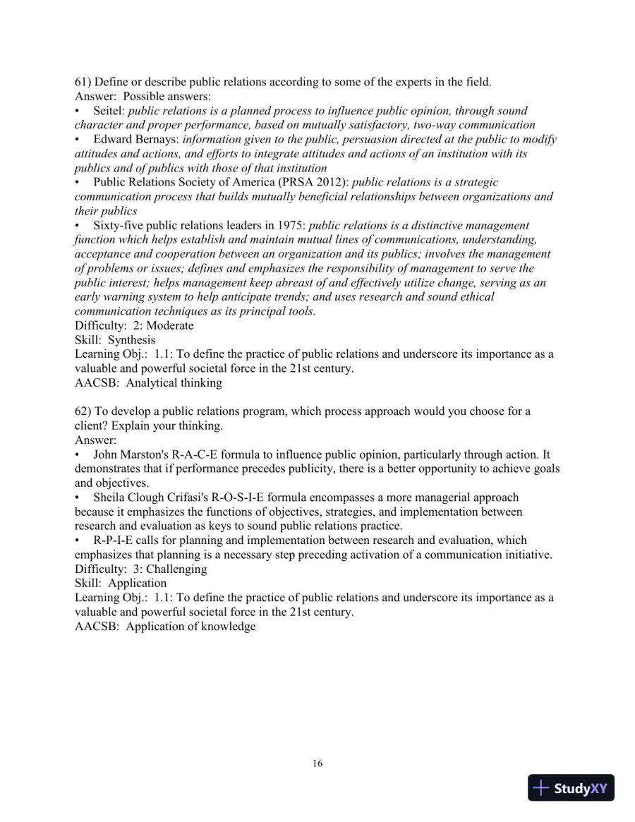 Solution Manual for Practice of Public Relations, The, 13th Edition, page 17