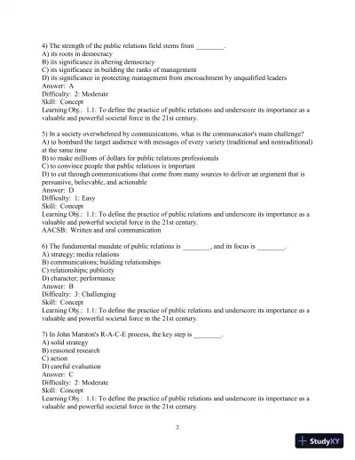 Solution Manual for Practice of Public Relations, The, 13th Edition - Page 3 preview image