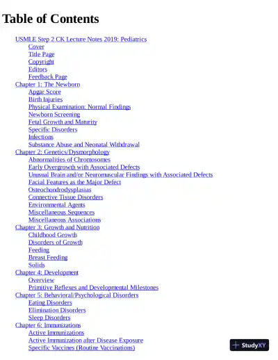 USMLE Step 2 CK Lecture Notes 2019: Pediatrics (2019) - Page 5 preview image