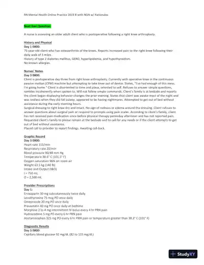 2019 RN Mental Health NGN Online Practice B with Answers (60 Solved Questions) - Page 10 preview image