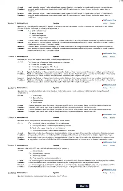 Test Bank For Psychiatric and Mental Health Nursing for Canadian Practice, 2nd Edition - Page 10 preview image