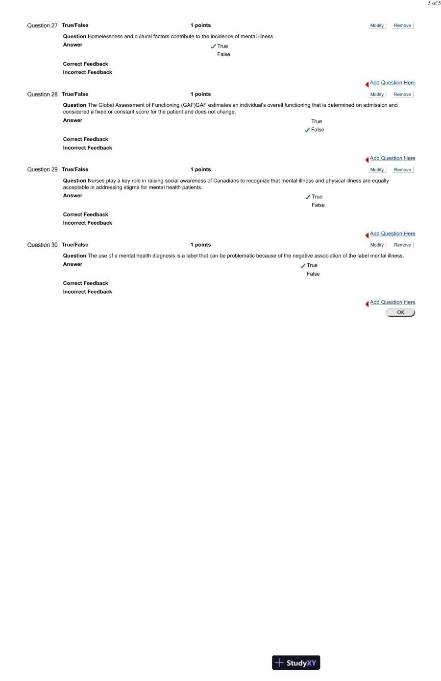 Test Bank For Psychiatric and Mental Health Nursing for Canadian Practice, 2nd Edition, page 12