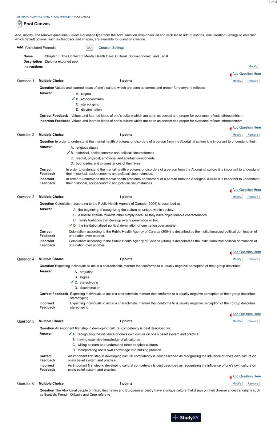 Test Bank For Psychiatric and Mental Health Nursing for Canadian Practice, 2nd Edition, page 13