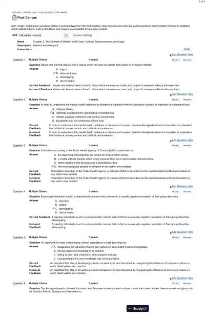 Test Bank For Psychiatric and Mental Health Nursing for Canadian Practice, 2nd Edition - Page 13 preview image