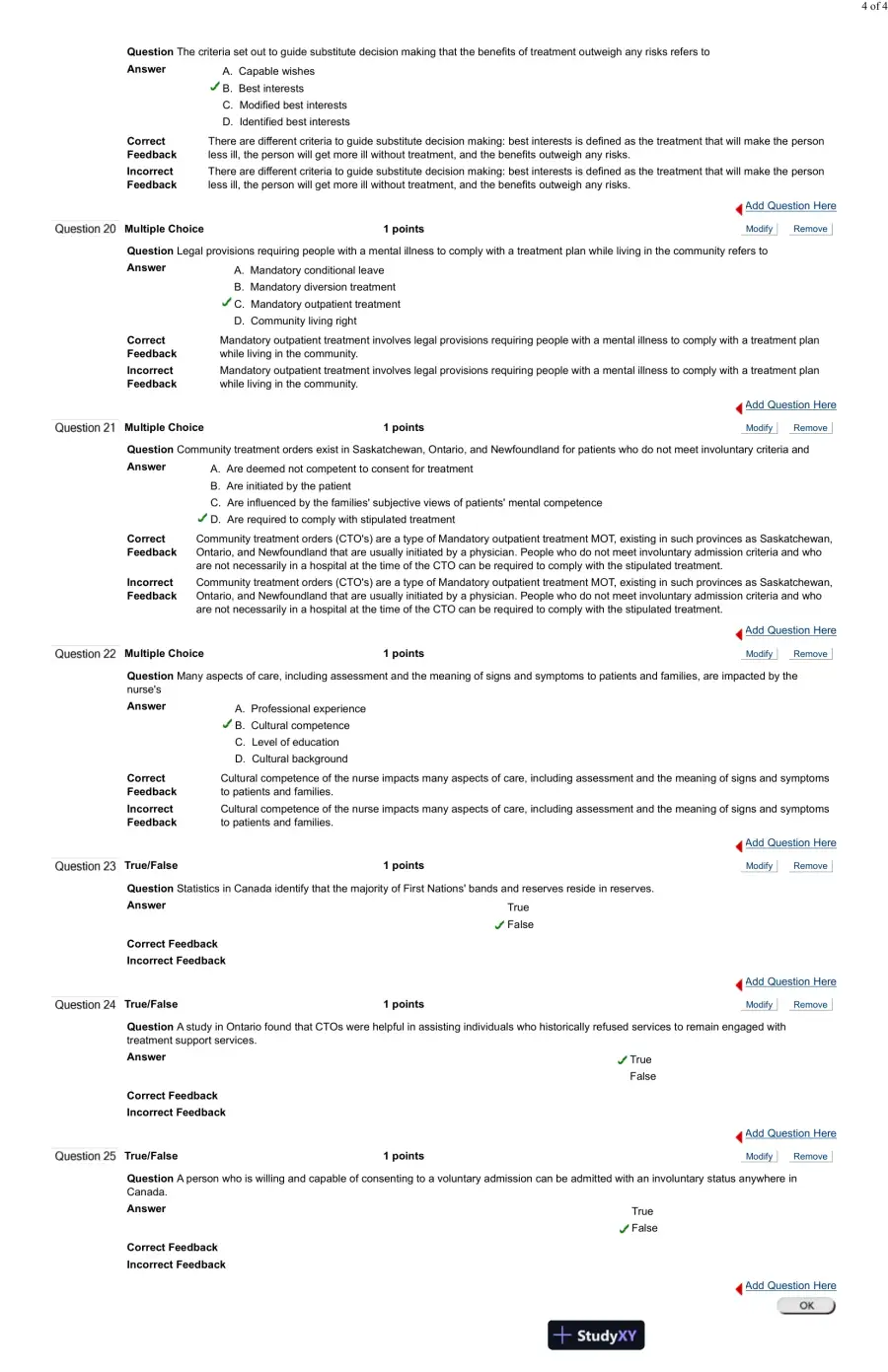 Test Bank For Psychiatric and Mental Health Nursing for Canadian Practice, 2nd Edition, page 16