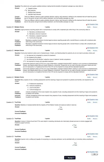 Test Bank For Psychiatric and Mental Health Nursing for Canadian Practice, 2nd Edition - Page 16 preview image