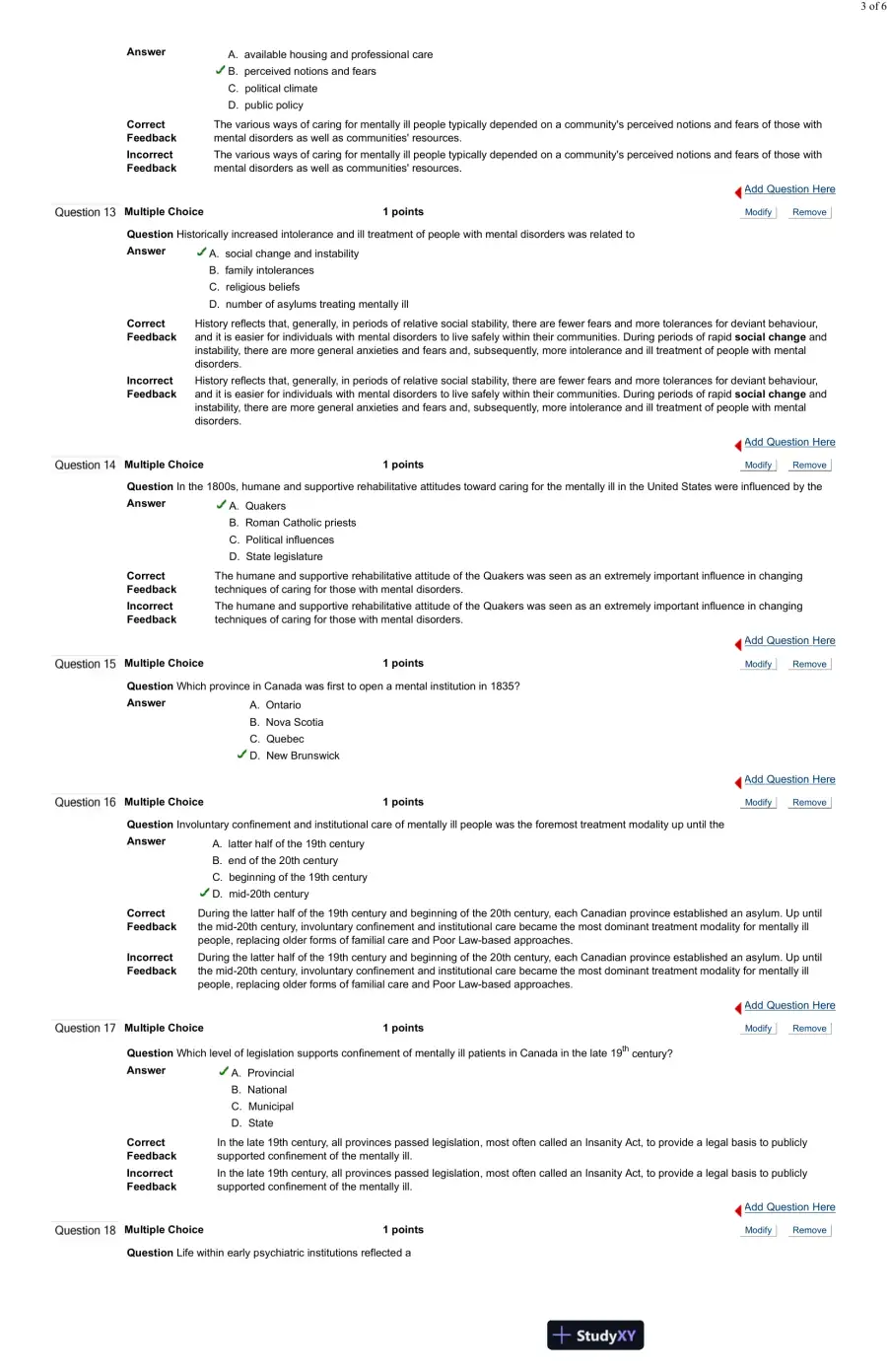 Test Bank For Psychiatric and Mental Health Nursing for Canadian Practice, 2nd Edition, page 4