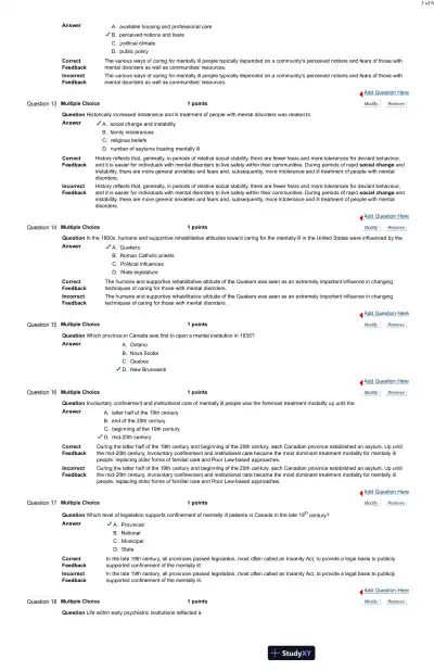 Test Bank For Psychiatric and Mental Health Nursing for Canadian Practice, 2nd Edition - Page 4 preview image