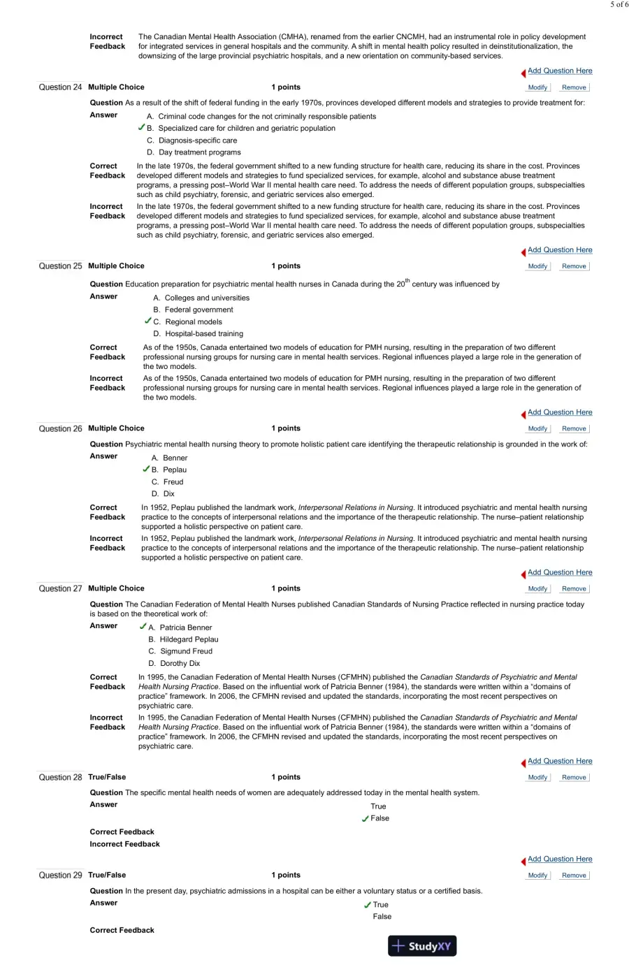 Test Bank For Psychiatric and Mental Health Nursing for Canadian Practice, 2nd Edition, page 6