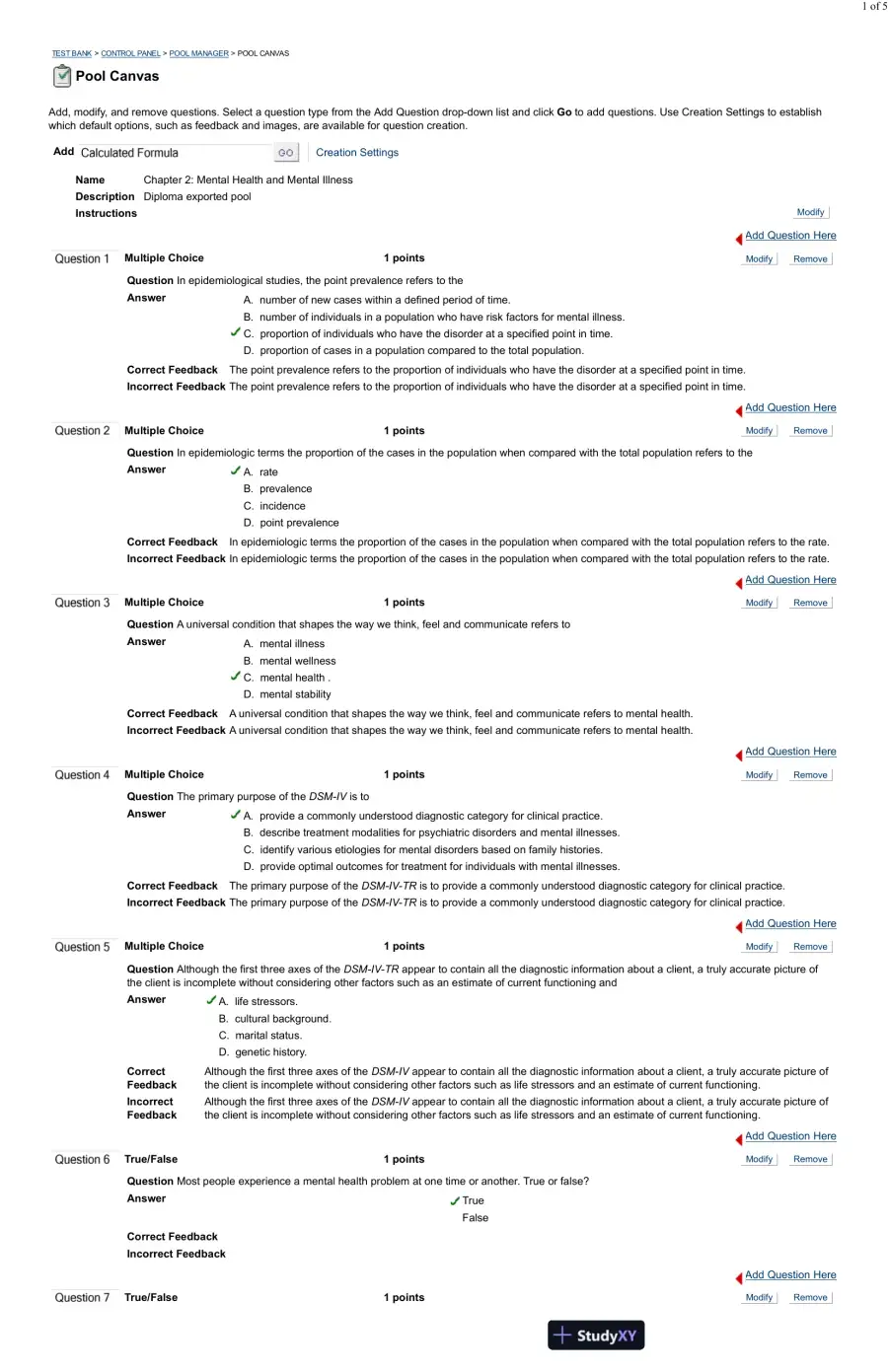 Test Bank For Psychiatric and Mental Health Nursing for Canadian Practice, 2nd Edition, page 8