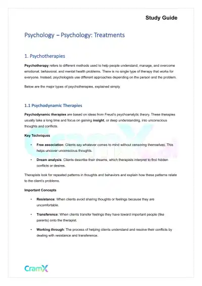 Psychology - Psychology Treatments - Page 1 preview image