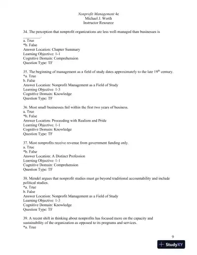 Nonprofit Management: Principles and Practice Fourth Edition Test Bank - Page 10 preview image
