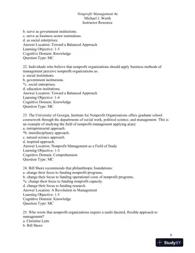 Nonprofit Management: Principles and Practice Fourth Edition Test Bank - Page 7 preview image