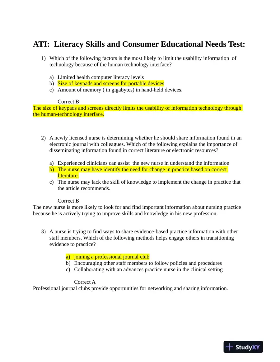 ATI Comprehensive Practice Exam With Answers (50 Solved Questions), page 7