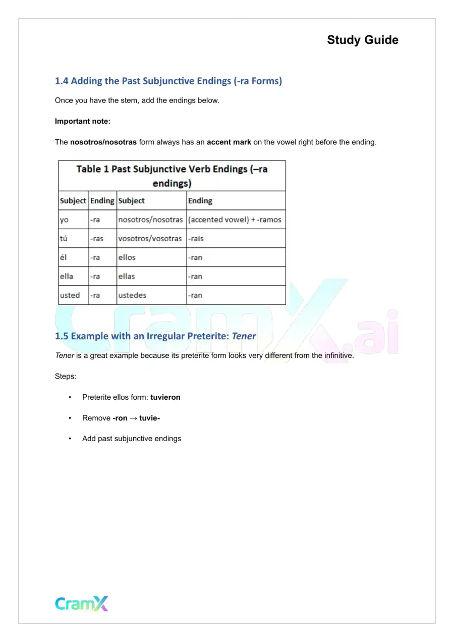 Spanish II - Past Subjunctive and Sequence of Tenses, page 2