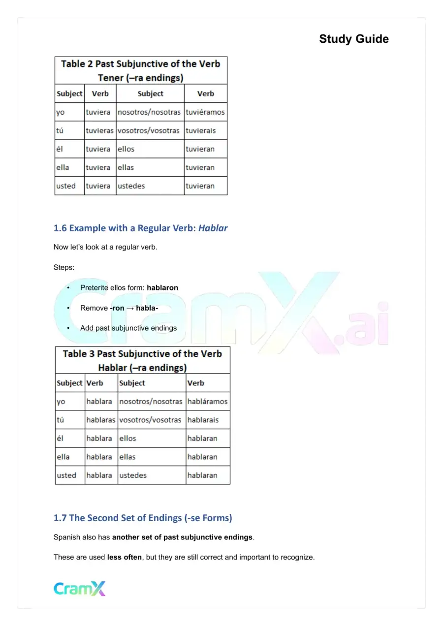 Spanish II - Past Subjunctive and Sequence of Tenses, page 3