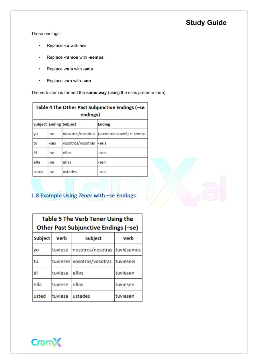 Spanish II - Past Subjunctive and Sequence of Tenses, page 4