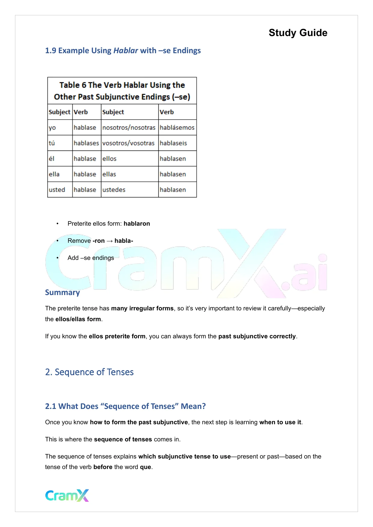 Spanish II - Past Subjunctive and Sequence of Tenses - Page 5 preview image