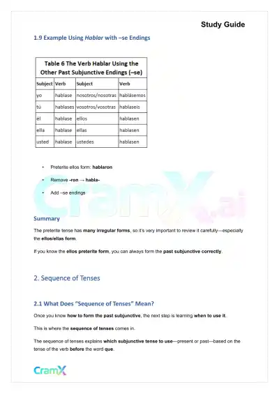 Spanish II - Past Subjunctive and Sequence of Tenses - Page 5 preview image