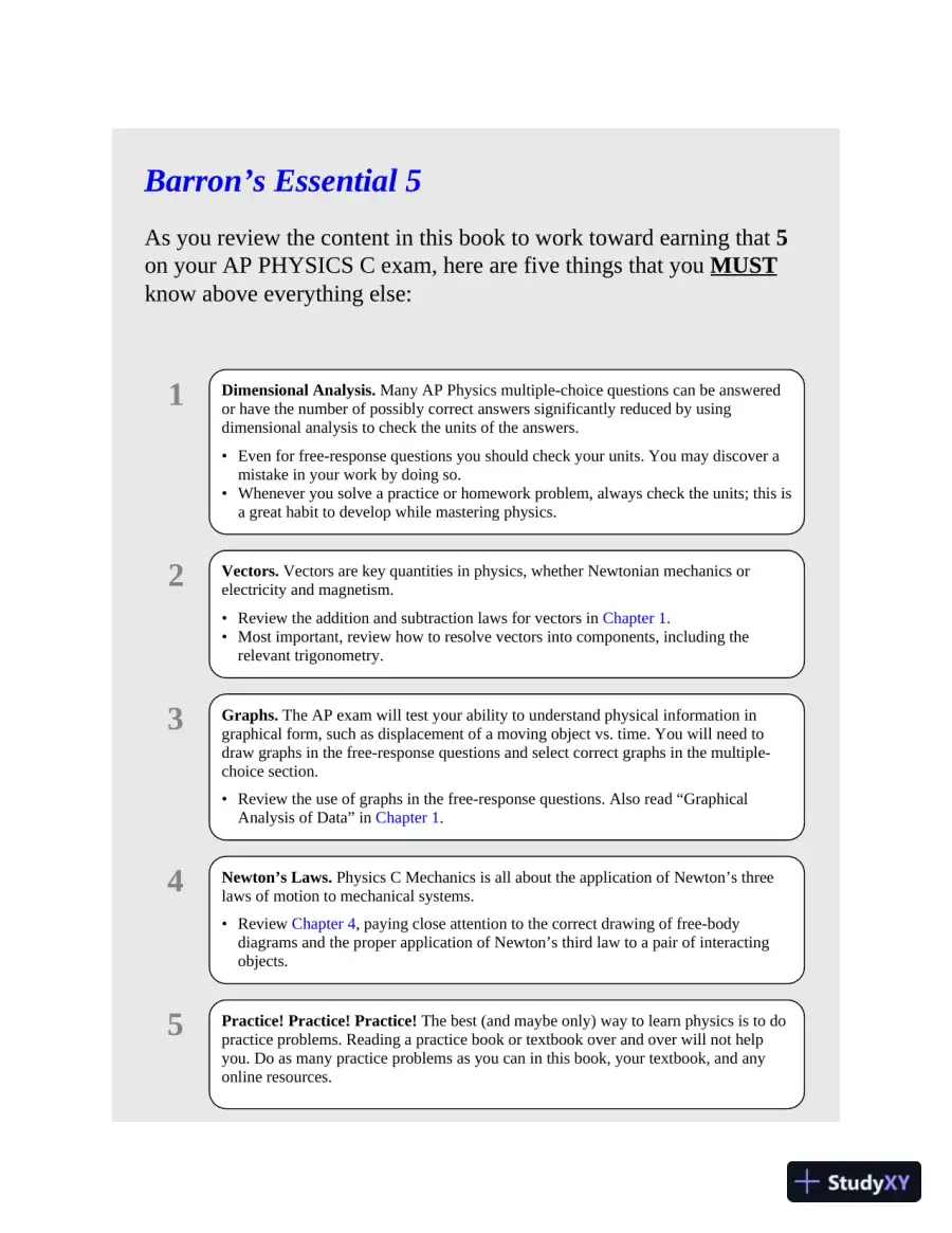 AP Physics C: With 4 Practice Tests, 5th Edition (2020), page 11