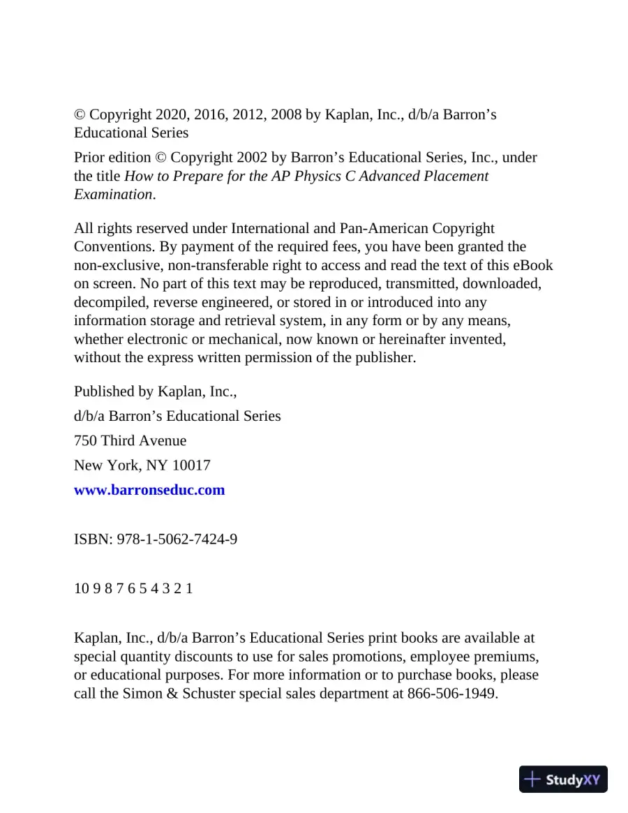 AP Physics C: With 4 Practice Tests, 5th Edition (2020), page 8