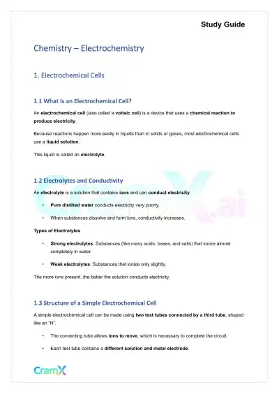 Chemistry - Electrochemistry - Page 1 preview image